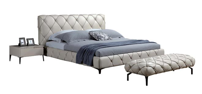Italian Luxury Genuine Leather Upholstered Bed